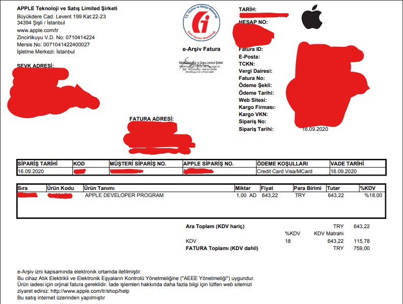 apple developer hesabı